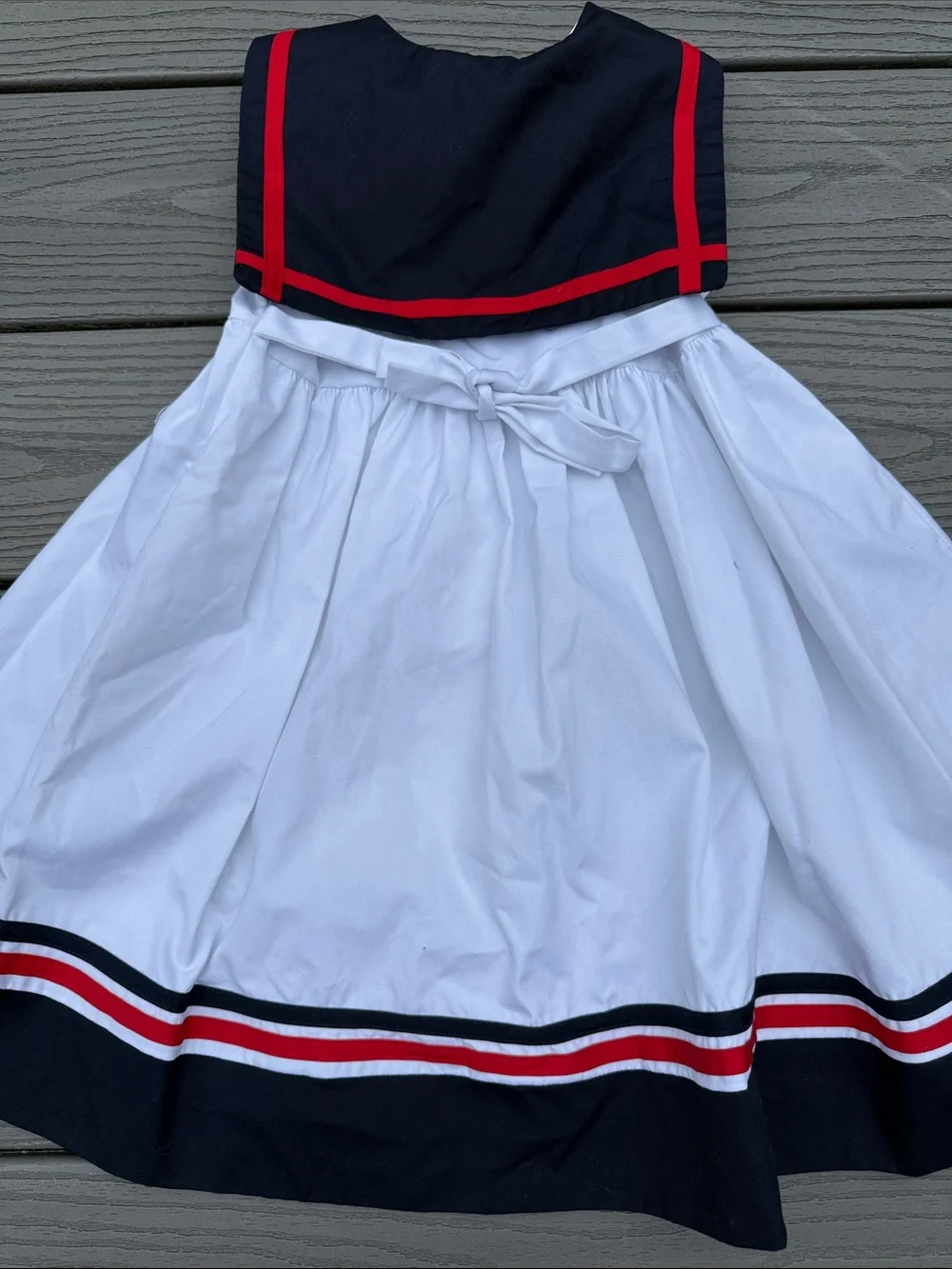 Good Lad White Nautical Sailboat Dress with Navy Trim and Red Bow